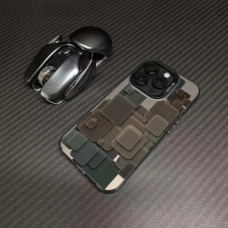 New geometric overlay pattern phone case for iPhone 16 15 14 13 12 11 Pro/ Max/Plus shock-proof rear cover anti-fingerprint