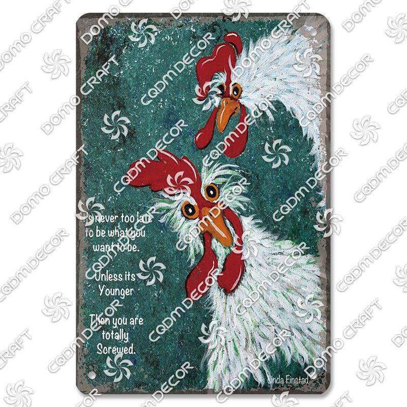 Retro Chicken Poster Metal Tin Signs Rooster Hen Eggs Metal Plate Vintage Wall Decor Club Farm Chicken Coop