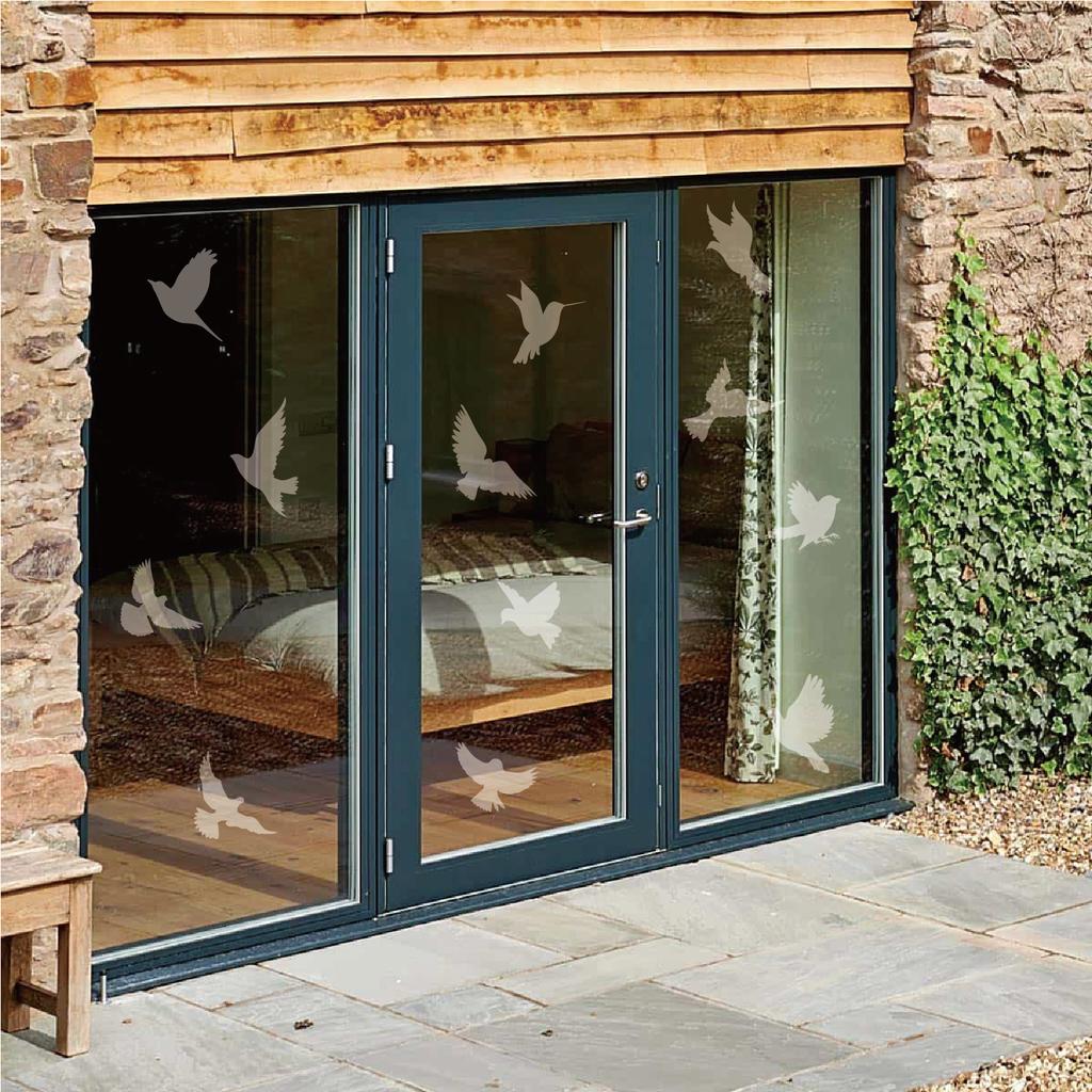 Anti-collision Window Stickers White Hummingbird Removable Window Decorative Stickers Warning Bird Static Glass Stickers