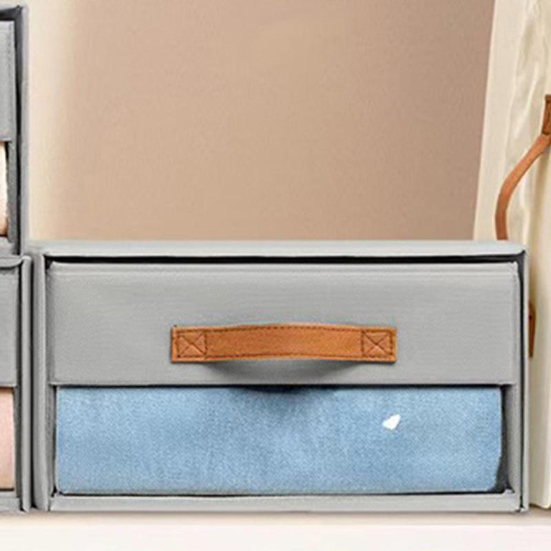 1pc Foldable Storage Drawer Stackable Wardrobe Organizer Bedding Storage Box with Handle Clothing