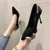 Non-slip waterproof table pointed single shoes women's European and American rhinestones fashion sexy banquet stiletto super high heels 2025 new