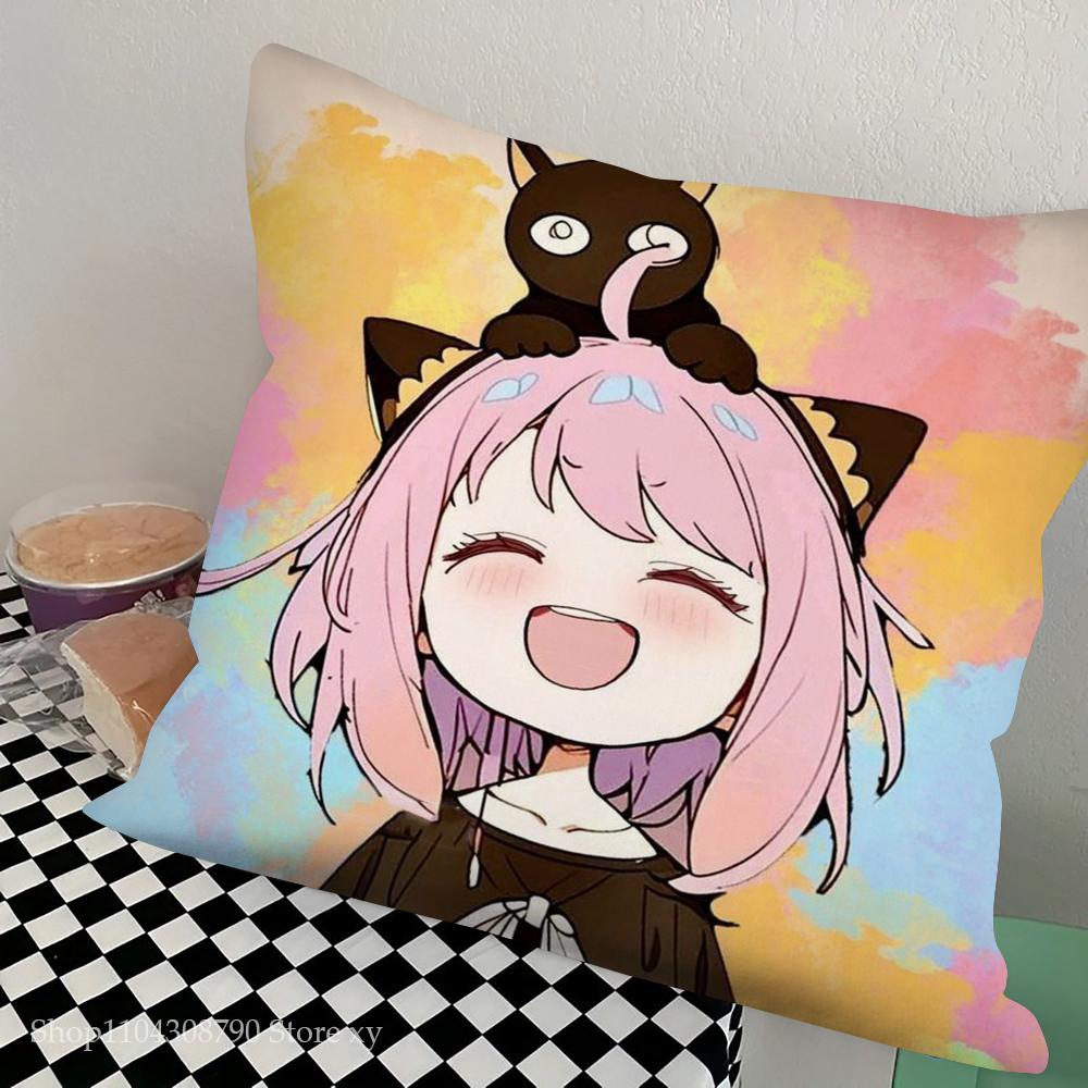 Spy X F-Family A-Anya Pillow Case Square Pillow Bedroom Sofa Leisure Comfort Cushion Car Living Room Home Decoration