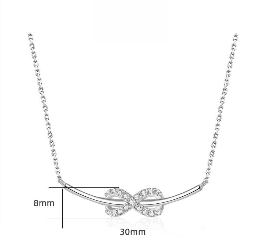 Accessories New 925 Sterling Silver Love Infinite Necklace Women's Niche Design Personalized Bow Neck Chain ins