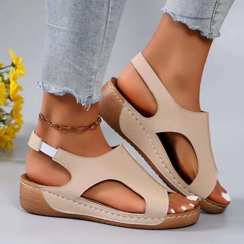 Fashion Shoe Woman 2024 Trend Slope Heel Sandals for Women European and American Trendy Fashion Comfortable Casual Large Women's Shoes