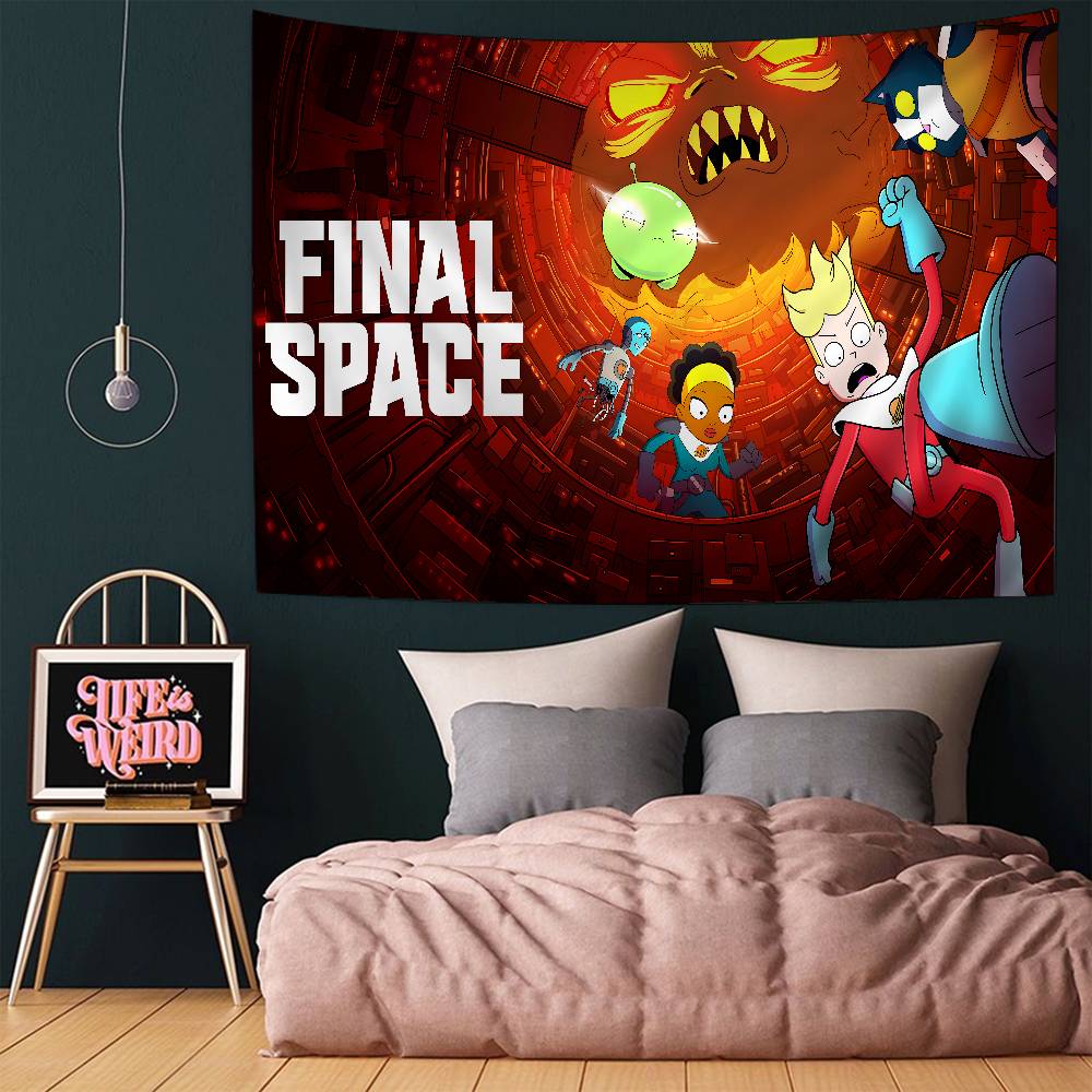 FFinal Space Anime Anime Tapestry Hanging Tarot Hippie Wall Rugs Dorm Home Decor