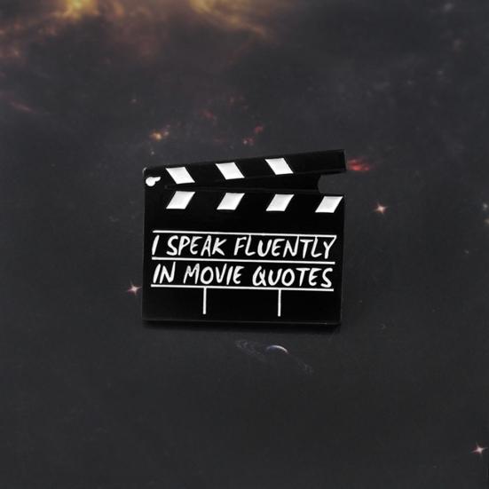 Creative Movie Clapboard Enamel Brooch Pin Unisex Denim Jacket Collar Badge