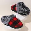 Fashion Retro Plaid Plush Slippers for Women Soft Faux Fur House Cotton Slippers Woman Winter Slip On Non Slip Furry Slides Female