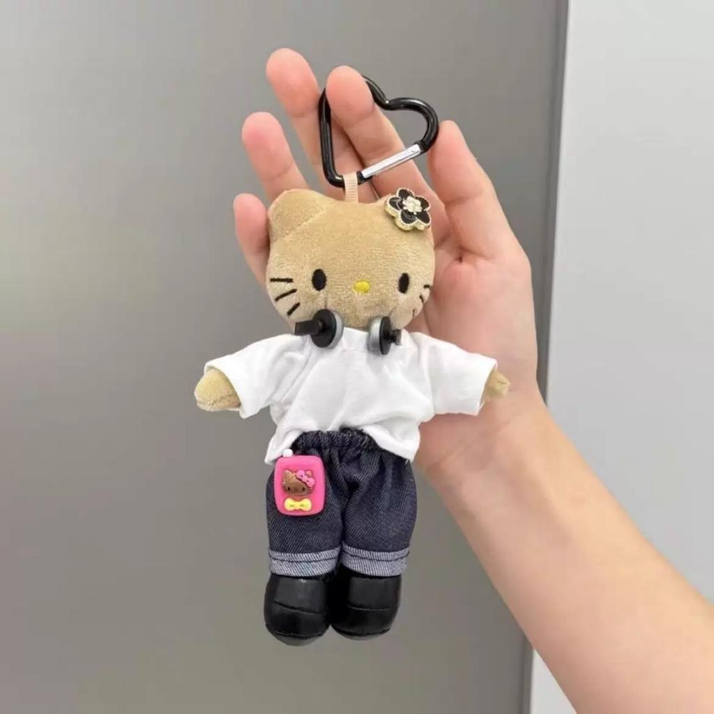 Long Leg Hello Kitty Plush Keychain Polka Dot Dress Bag Kitty Cat Doll Trendy Pendant Cute Bag Charm For Handbag Accessory Gifts