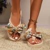 Fashion Women's Fashion Large Size Slippers Summer New Round Head Clip Toe Butterfly Knot Thick Soft Sole Non-slip Flat Sandals