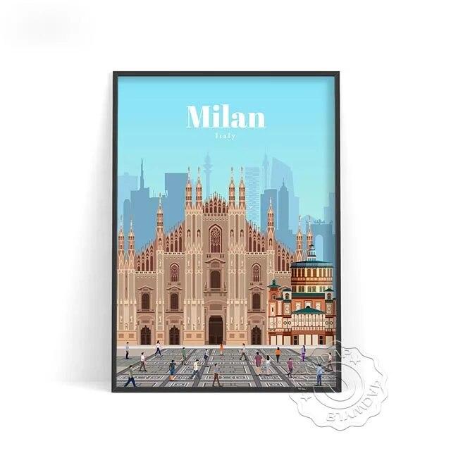 World City Travel Poster, Japan Tokyo Osaka Poster, Spain Madrid Watercolor Print, Florence Milan Santiago Chicago Wall Decor No Frame