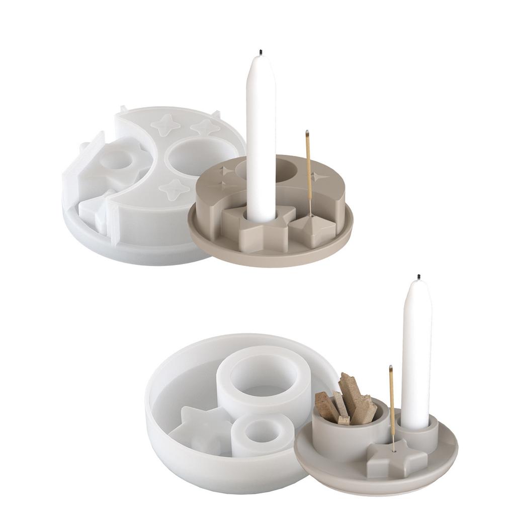 Flexible Silicone Mould for Creating Unique Star and Moon Candle Stand Designs for Handmade Gifts and Home Accent
