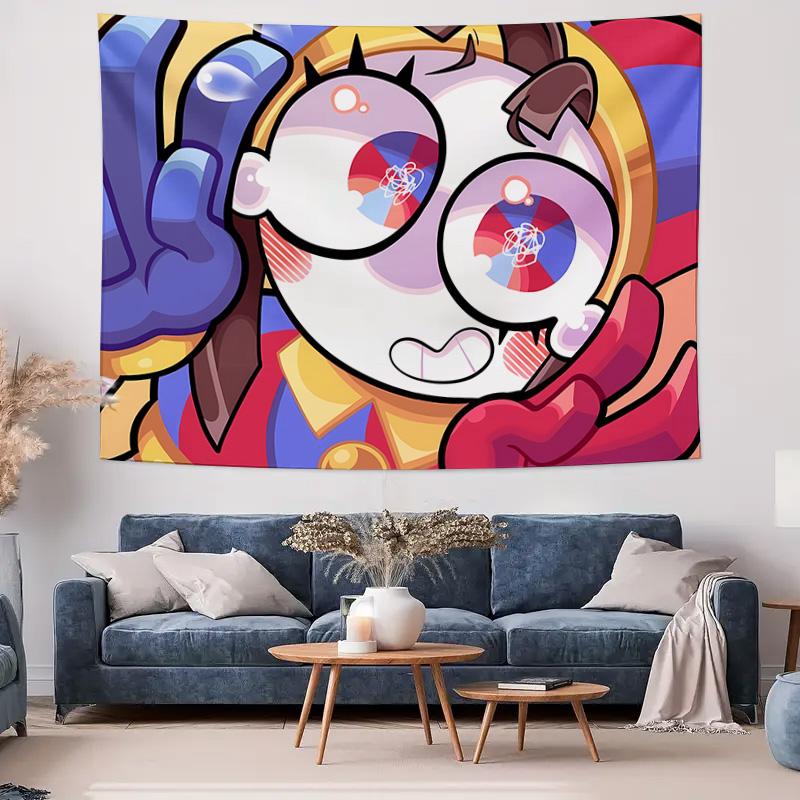 Vibrant Cartoon Wall Hanging Fabric  Creative Home Decor Tapestry