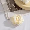 Fabric Flower Tie Choker Necklace Long Rope Lock Collarbone Chain Fashion Neck Decoration Fabric Floral Tie-Up Choker