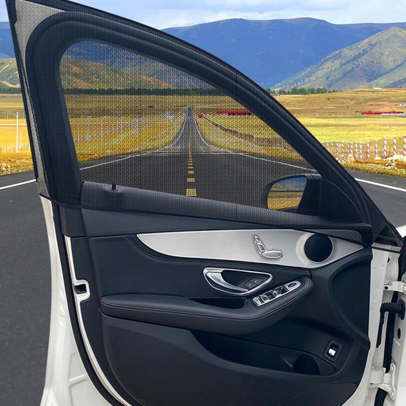 4pcs Car Window Screen Door Covers Front/Rear Side Window UV Sunshine Cover Shade Mesh Car Mosquito Net For Cars SUVs MPV