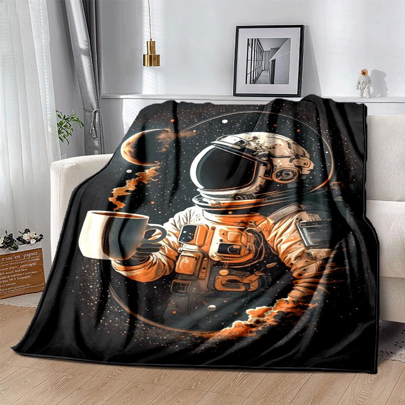 1 Stück Astronauten-Druck Leichte Flanelldecke, Bequeme und Warme Decke, für Camping Sofa Bett und Couch Büro, Geschenk