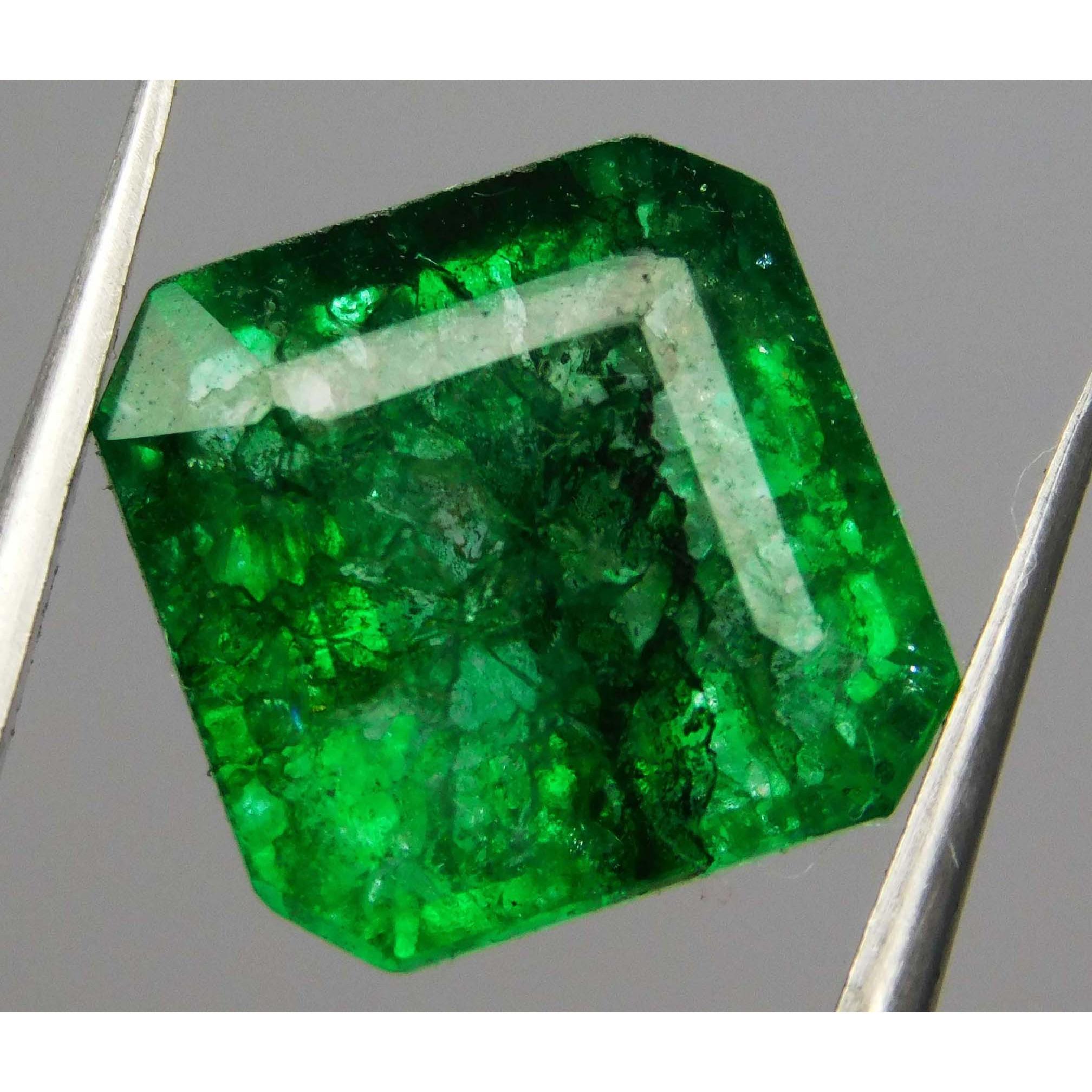 

Emerald Green Square Cut CERTIFIED 7 Carat Natural Colombian Loose Gemstone A-3934c 10.2 mm approx зелений