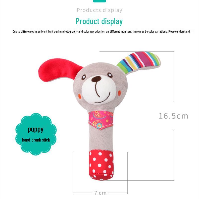 Plush Rattle Toy - Cute Baby Animals: Puppy, Owl, Rabbit, Bee, Bird, Turtle