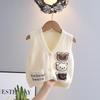 Boys' Spring & Autumn 2024 Knitted Vest Cardigan: Children's Sweater Outerwear Top