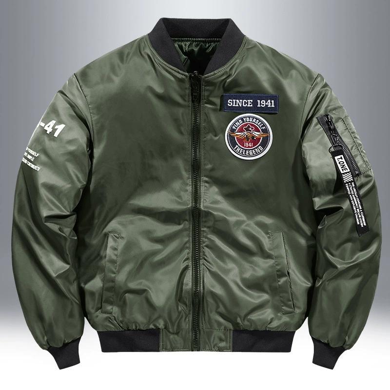 

Двусторонняя куртка для мужчин, зимняя с хлопком и плотной американской бейсбольной курткой, повседневная свободная и универсальная куртка для летного костюма XL зелёный