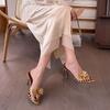 Spot 25L10 New 2025 Spring and Summer High Heels Women's Metal Flower Temperament Sexy Thin Heel Open-toed Cool Slippers