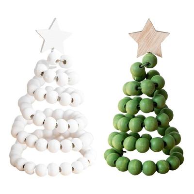 Holzperlen Weihnachtsbaum Tischdekoration Weihnachtsdekoration für Kaminsimse Regal Esstisch Feiertags-Mittelstücke