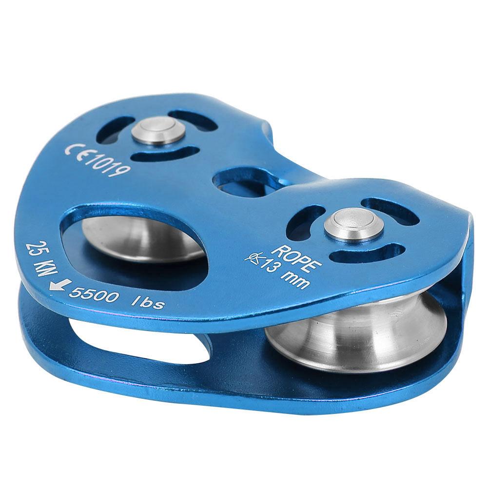 25KN Aluminium Alloy Heavy Duty Single Swivel Rope Pulley Block Climbing (blue)