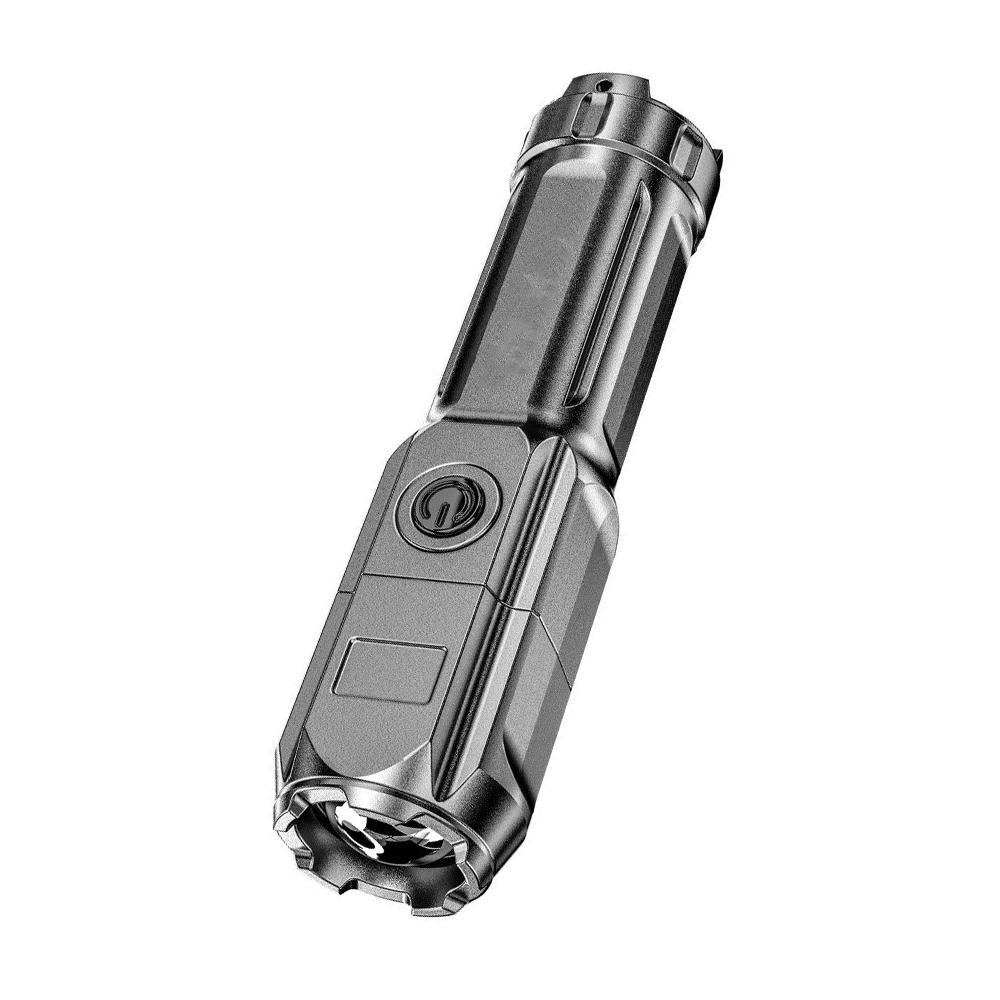 Tragbare LED-Taschenlampe ABS Starke Lichtfokussierung Taschenlampe USB-wiederaufladbar Outdoor Haus Starke Lichtstrahler Wasserdicht