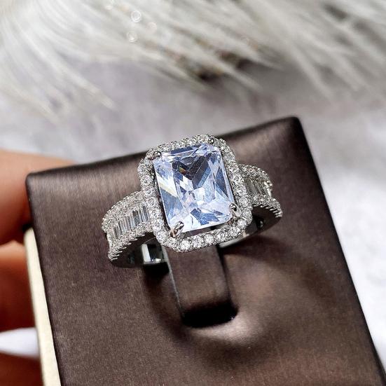 Bague de mariage Yousheng Carré Brillant Strass Hypoallergénique Géométrique Style Occidental Décoration Accessoire Incrustation Zircon Bague à Large Bande Bijoux pour Femmes