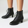 New European and American Lace-up Short Boots Thick Mid-heel Boots Short Martin Boots Large Size Boots