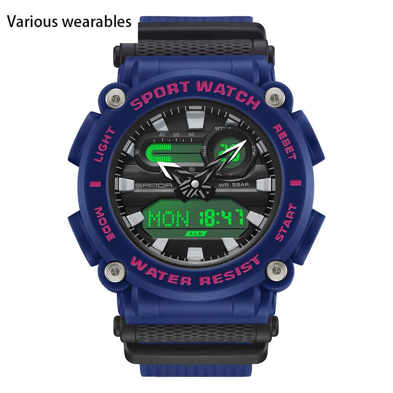 New Electronic Watch Multifunctional Outdoor Sports Green Light Waterproof Men's Watch Simple Creative Watch