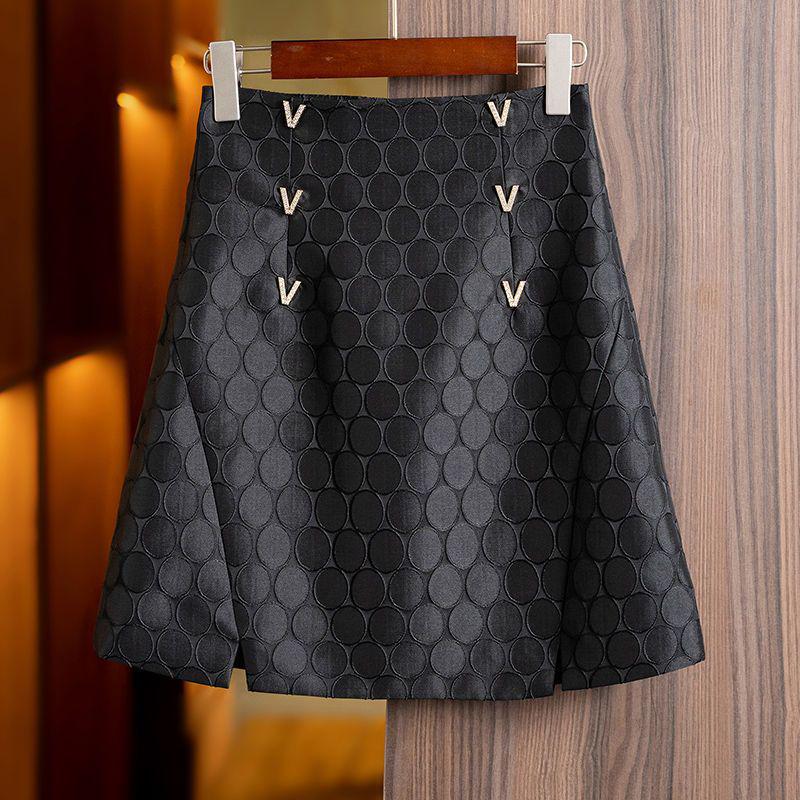 Women's 2024 Chic A-Line Jacquard Skirt - High Waist, Stylish & Versatile for Spring & Autumn