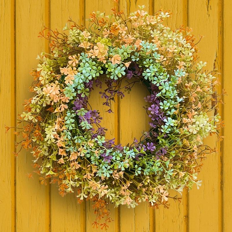 Artificial Wreath for Front Door Spring Decorative Floral Window Hanging Wreath Wall Home Decor for Seaason Decorating