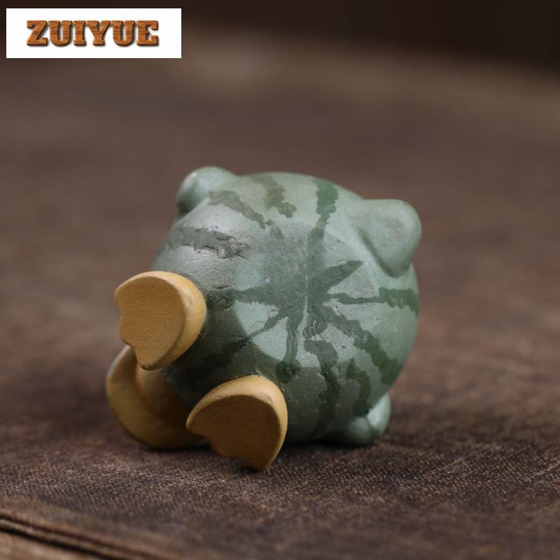 Yixing Purple Clay Watermelon Duck Tea Pet Vintage Tea Games Tea Figurine Play Toys Tea Statue Ornaments Supplies Workmanship