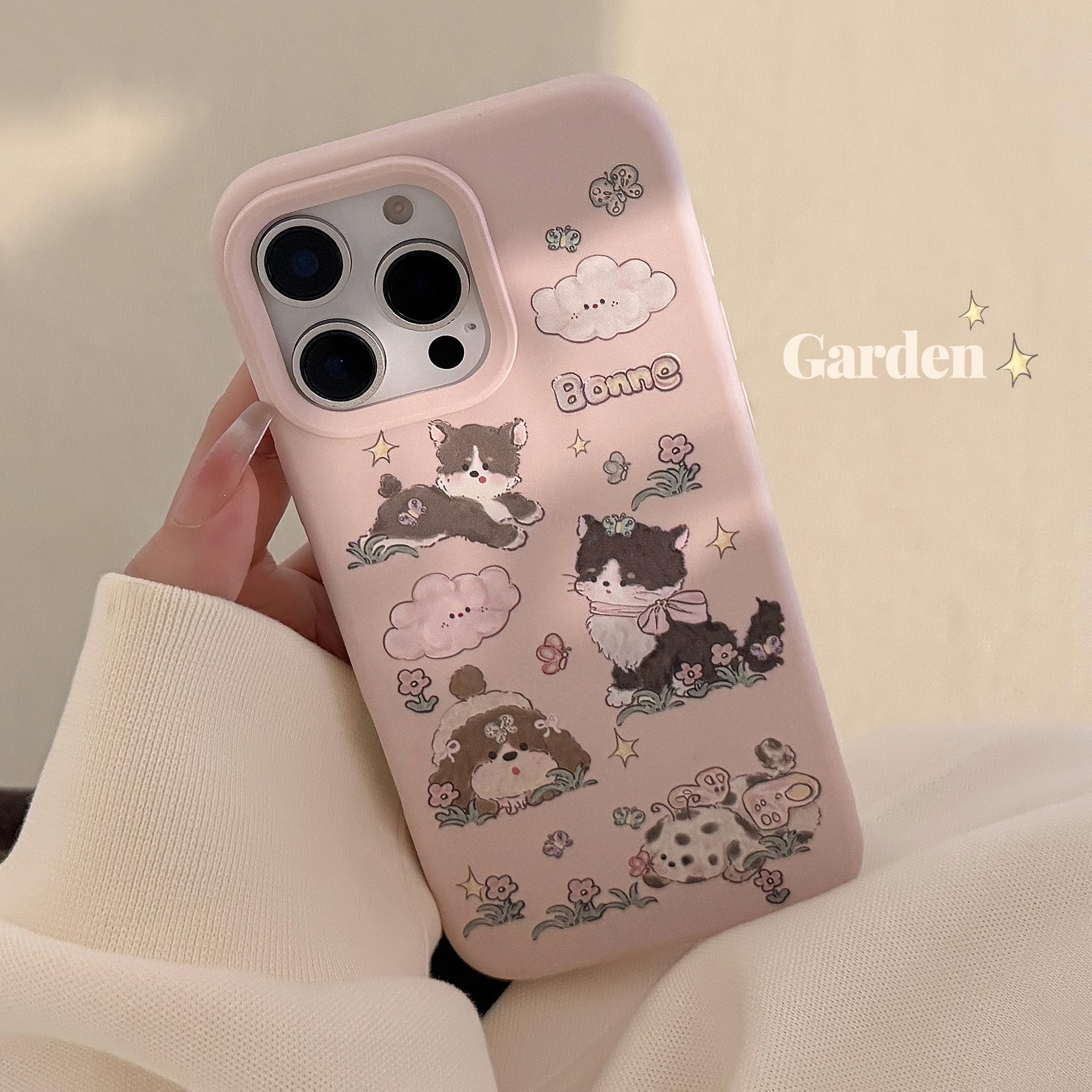 

Весна Ins Цветы Кот Применимый Apple 17pro Max Мобильный Чехол iPhone 15 Сладкий 16 Силикон 13 Мягкий 12pro max(6.7)