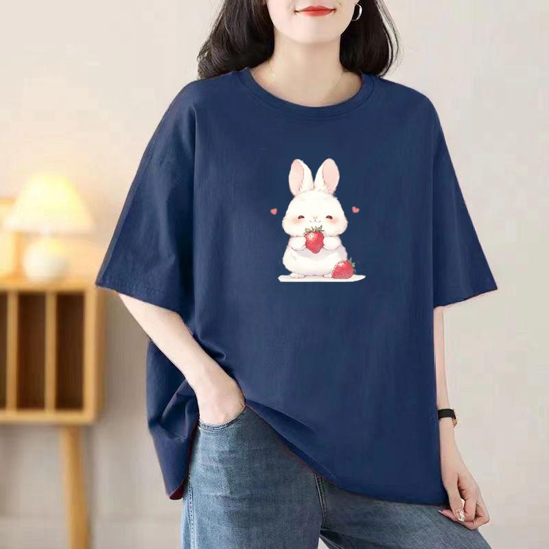 Summer New Short-sleeved T-shirt Female Korean Version of The Printed Loose Tops Loaded Cotton