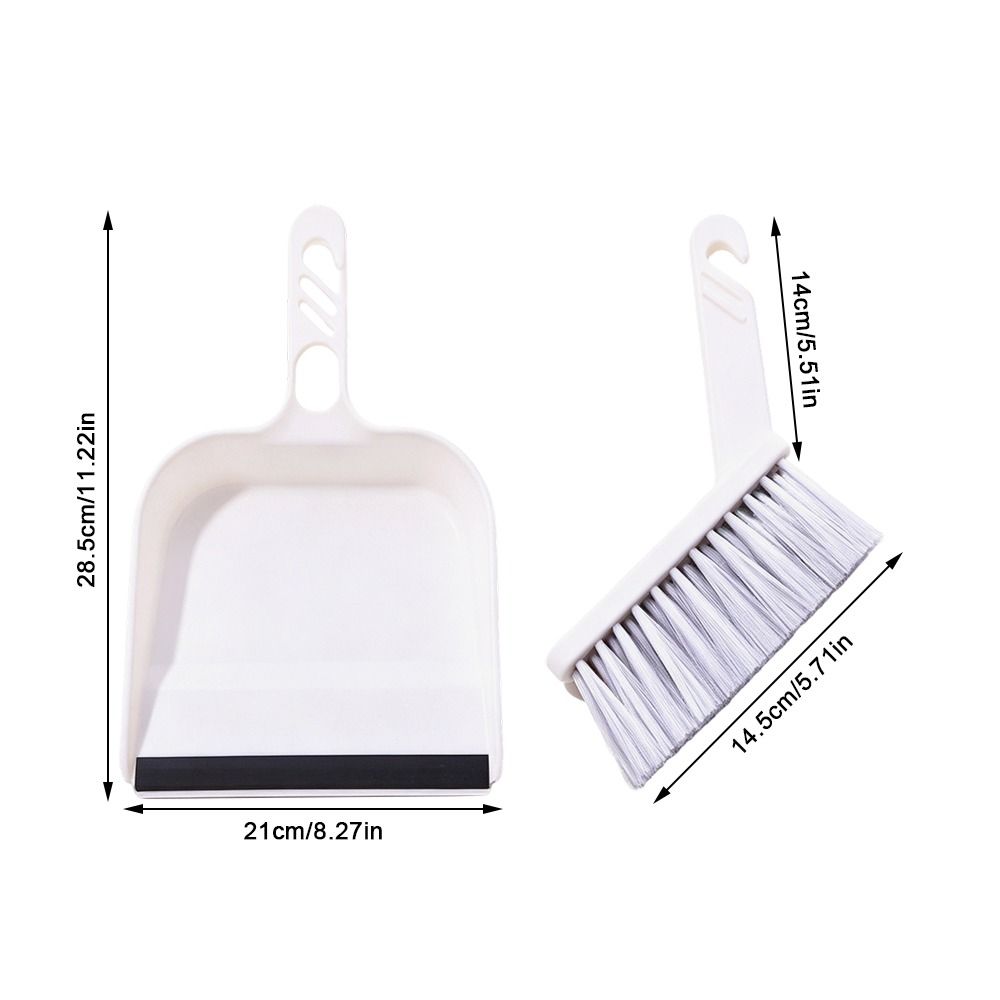 2pcs Plastic Desktop Sweeping Tool White Dustpan Brush Kit Mini Broom Set  Desktop Cleaning