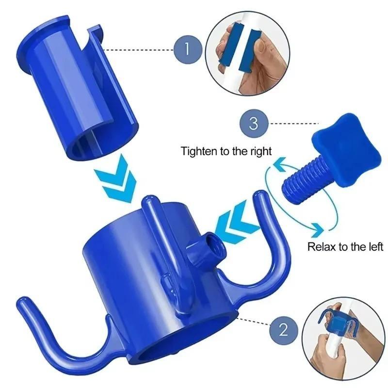 Beach Umbrella Hanging Hook 4Prong Plastic Umbrella Hook Hanging for Towels Hats Clothes Camera Sunglasses Bags Fit for Beach Camping Trips Blue&White