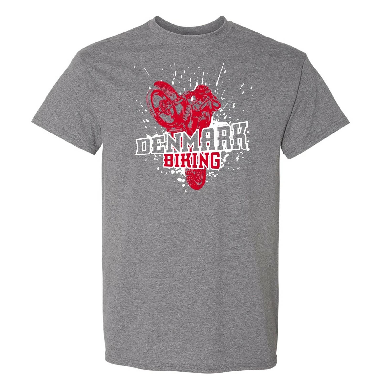 Denmark Biking - Cycling Summer Sports T Shirt - Graphite Heather L
