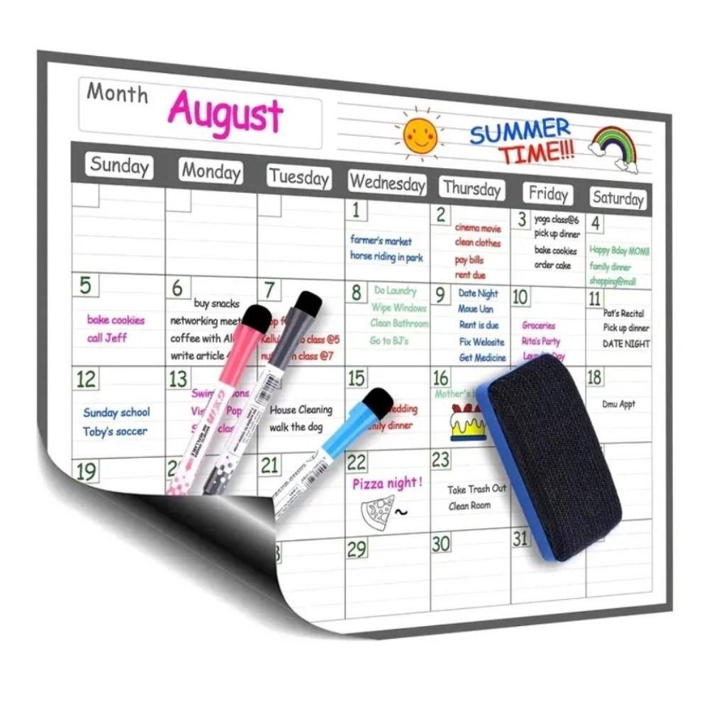 Erasable Whiteboard Calendar 12" X 16" Message Organizer Magnetic Monthly Planner  Refrigerator