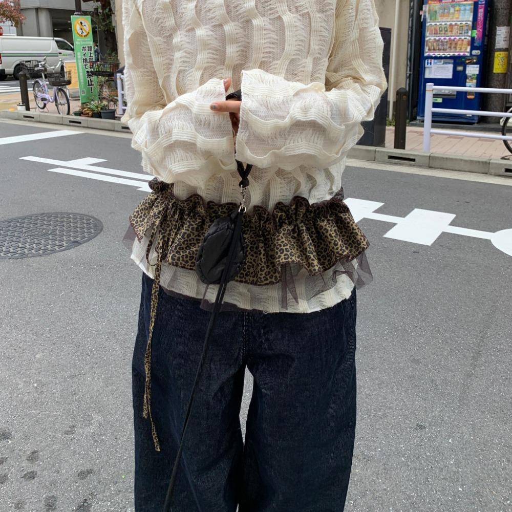 Sweet Ruffled Edge Waistband Shirt Extender Layer Outfits Belt  Waist Accessories