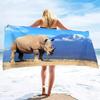 Asciugamano da Spiaggia Rinoceronte Carino Asciugamano da Bagno con Stampa Animale Selvatico per Spa Viaggio Yoga Sport Campeggio Escursionismo Microfibra Asciugatura Rapida Copricostume