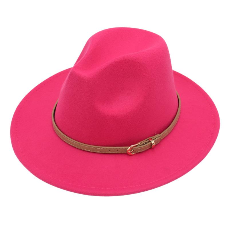 Fedora Spring And Summer Small Belt Felt Hat Percussion Performance Jazz Hat Woolen Top Hat Big Eaves Hat