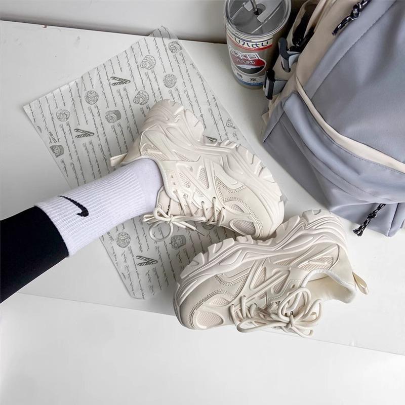 New Women New Fashion Platform Sport Shoes Women Summer Black Casual Chunky Sneakers Women Mesh Leather Platform Shoes