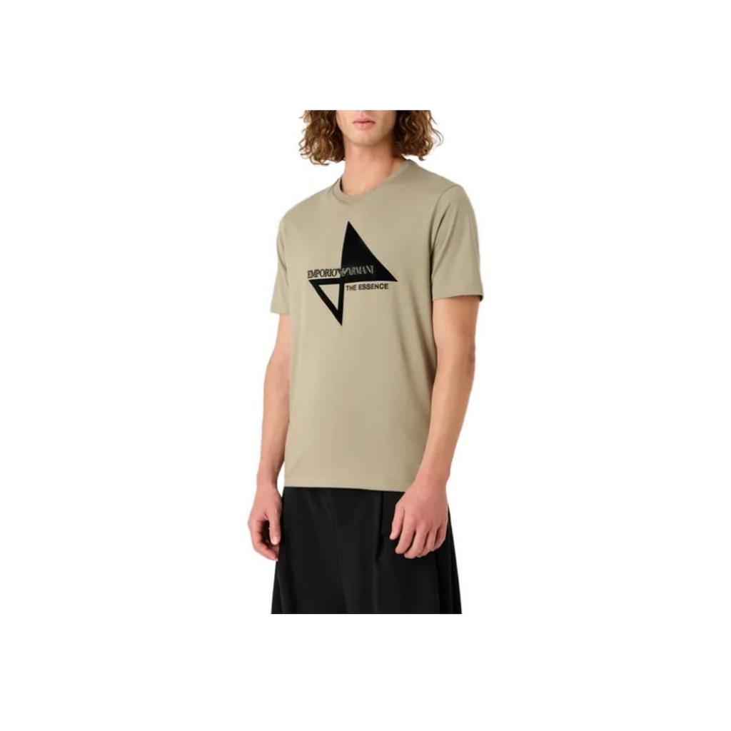 Emporio Armani Loose Fit Round Neck Letter Short Sleeve T-Shirt Men tops Green 7V1T6Q1-J7FZ1-0544