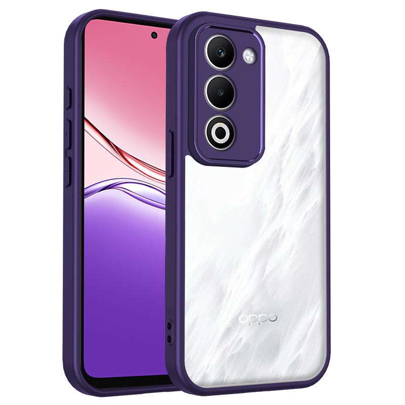 

Чехол для OPPO A5 4G 2025 CPH2727 Противоударный силиконовый бампер Прозрачная задняя панель Жесткий чехол Матовый чехол для телефона для OPPO A5 OppoA5 5G CPH2727 Pc + tpu&Oppo A5 4G фиолетовый