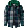 Mens Warm Hooded Plaid Shirt Loose Fit Casual American Style Jacket