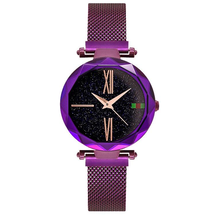Women Watches Hours Mesh Magnet Starry Sky Watch Luxury Ladies Roma Dial Quartz Wristwatch