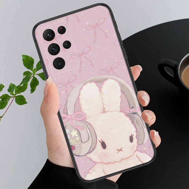 Cute Rabbit Cartoon Funda Phone Case For Samsung Galaxy S25 S24 S23 S22 S21 Ultra S24 S23 S22 S21 S25 Plus S24 S20 FE