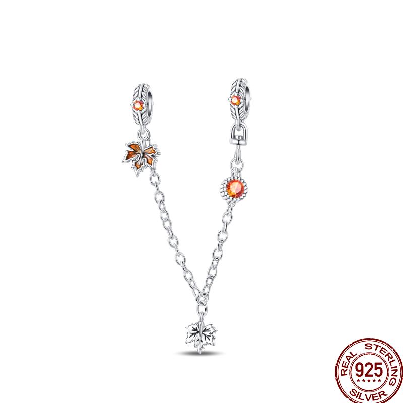 Copper Pumpkin Maple Leaf Squirrel Scarecrow Harvest Autumn Charm Beads Suitable For Pan Original Bracelet