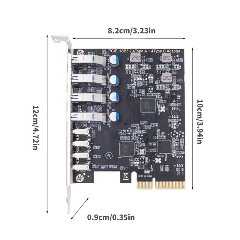 PCIe to 4 Port USB 3.2 and 4 Port TypeC Expansion Card ASM1142 Control, 10Gbps Fast Speed for Desktop